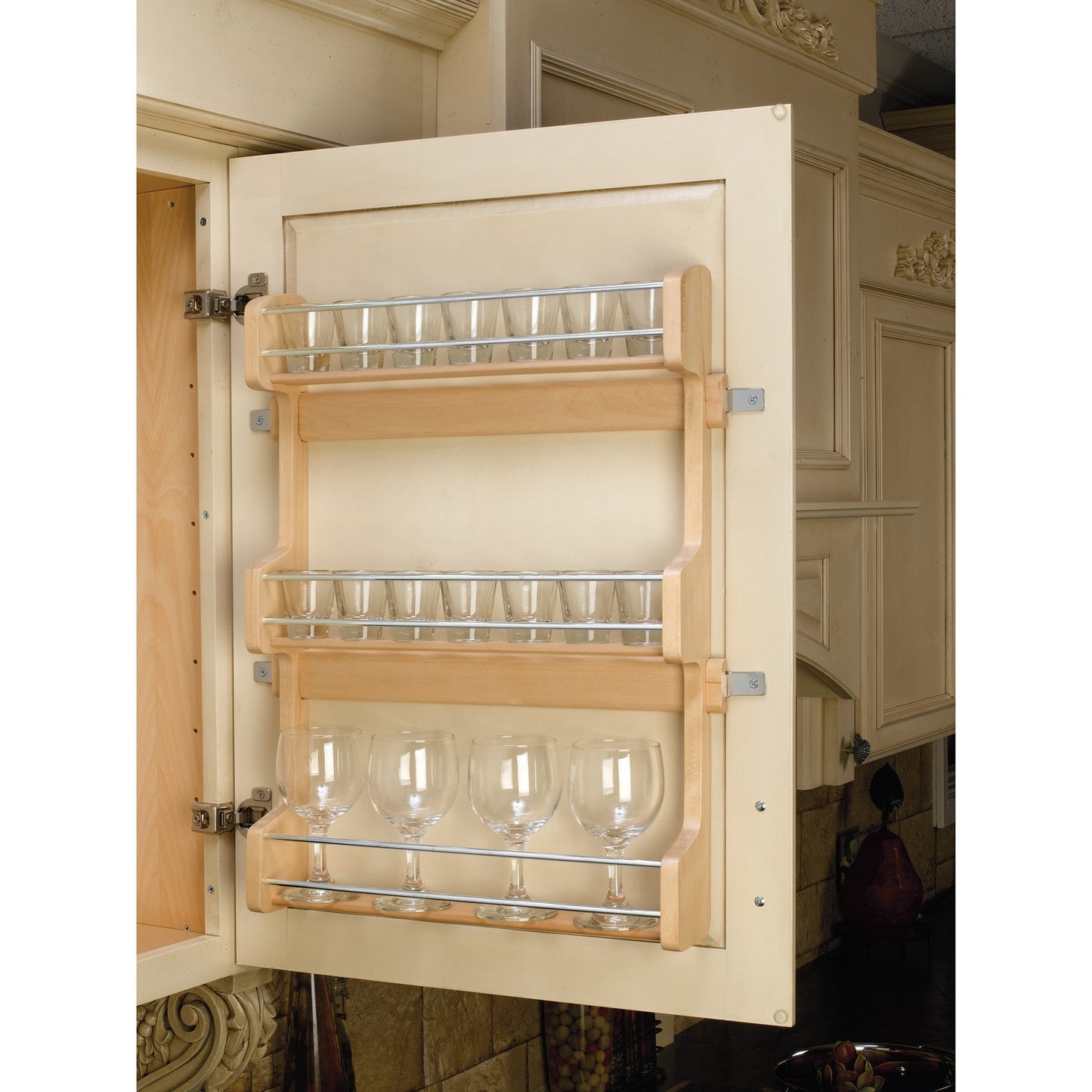 Rev-A-Shelf 21" Kitchen Cabinet Door Mounted 3-Shelf Storage Spice Rack, 4SR-21
