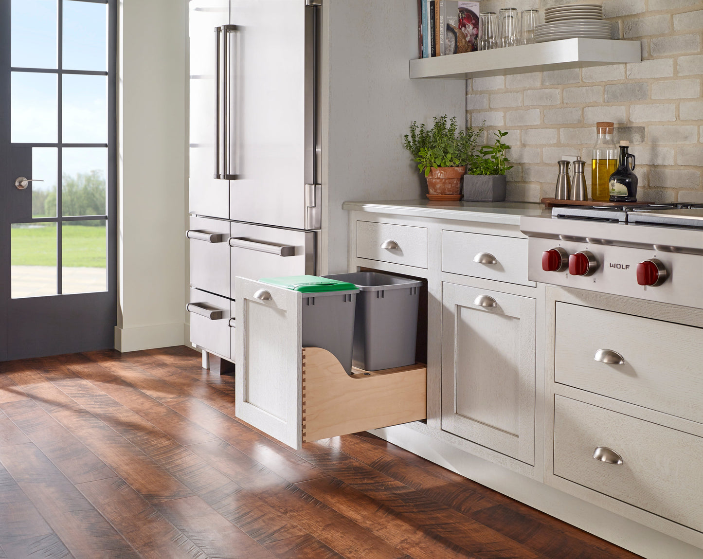 Rev-A-Shelf Double Pullout Trash Cans 35 qt. w/ Soft-close Slides, 4WCSC-2135DM-2