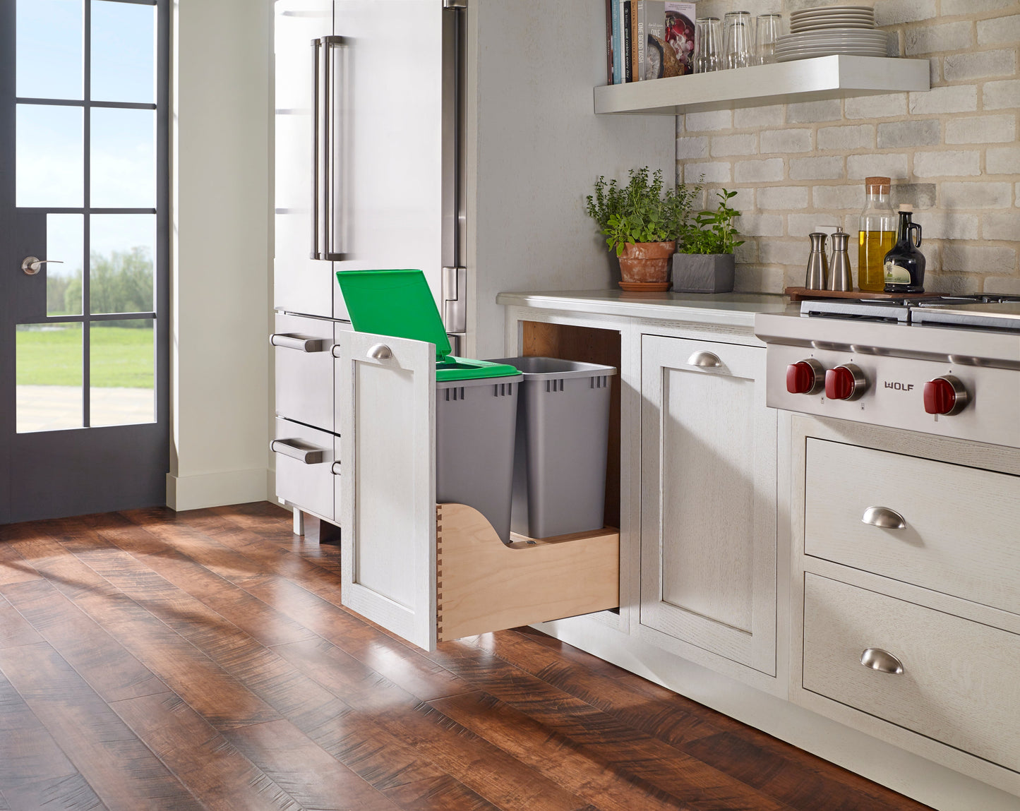 Rev-A-Shelf Dual Pullout Trash Cans 50 qt. with Soft-close Slides, 4WCSC-2150DM-2