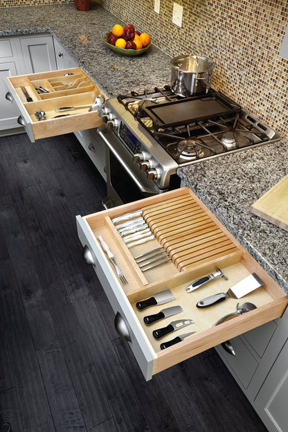 Rev-A-Shelf 9 Cutlery Compartment Tray Cabinet Insert Tall, Maple, 4WCT-3