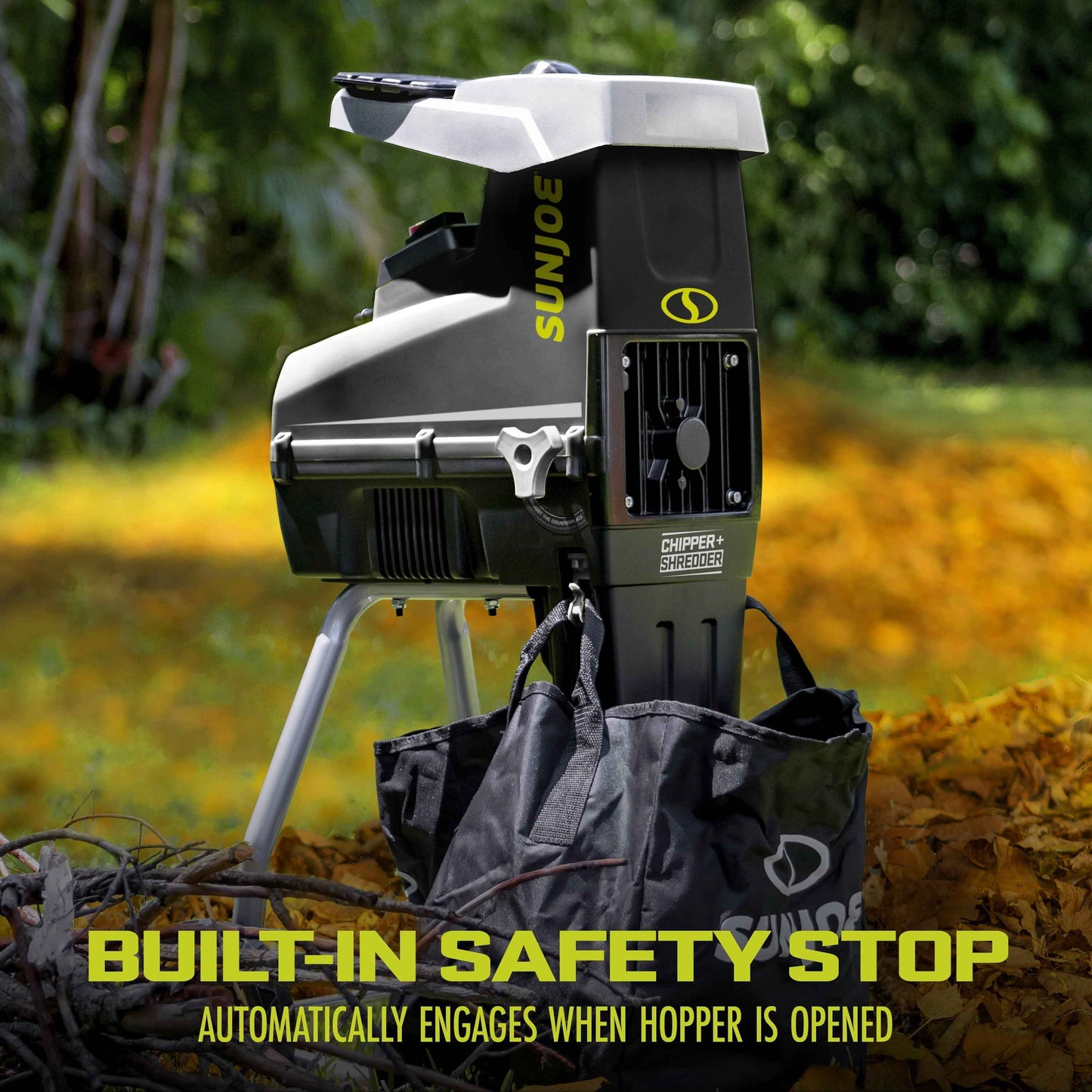 Sun Joe Silent Wood Chipper Shredder, 15 Amp Machine with 1.7" Cutting Diameter, CJ603E