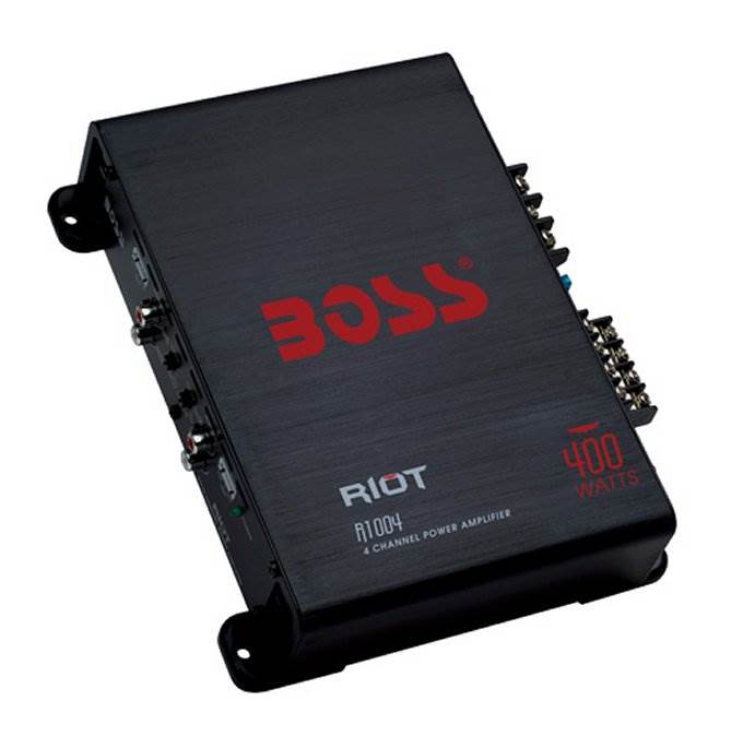 BOSS Audio R1004 Riot 400W 4 Channel Car Power Amplifier Mosfet w/ 8 Ga Amp Kit - Find Fresh Goods
