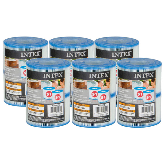 Intex 29001E PureSpa Type S1 Easy Set Spa Filter Replacement Cartridges, 12 Pack