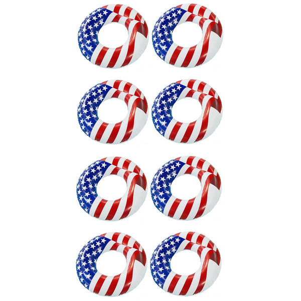Swimline 36" Inflatable American Flag Swimming Pool and Lake Tube Float (8 Pack)