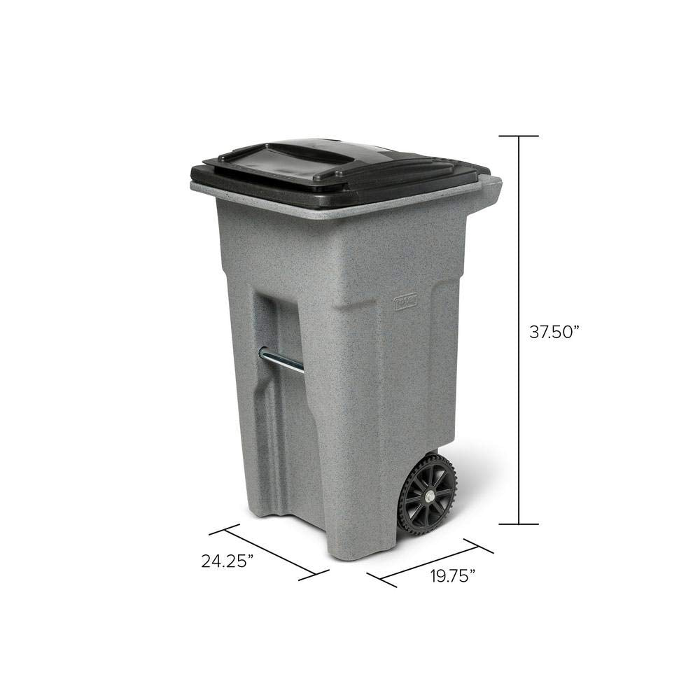 Toter Trash Can Graystone with Wheels and Lid, 32 Gallon