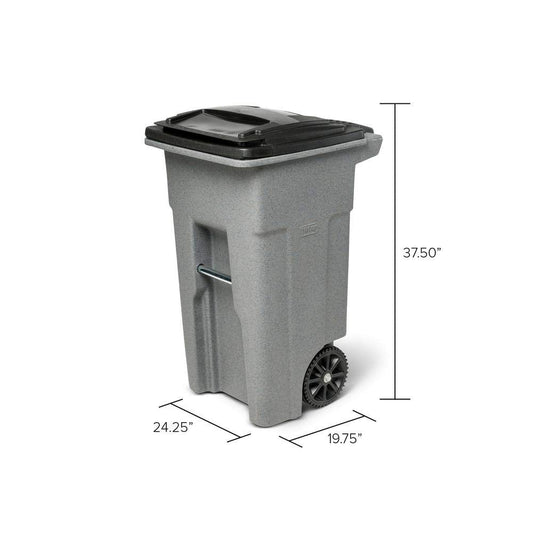 Toter Trash Can Graystone with Wheels and Lid, 32 Gallon