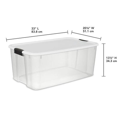 Sterilite 116 Quart Ultra Latching Clear Plastic Storage Tote Container, 16 Pack