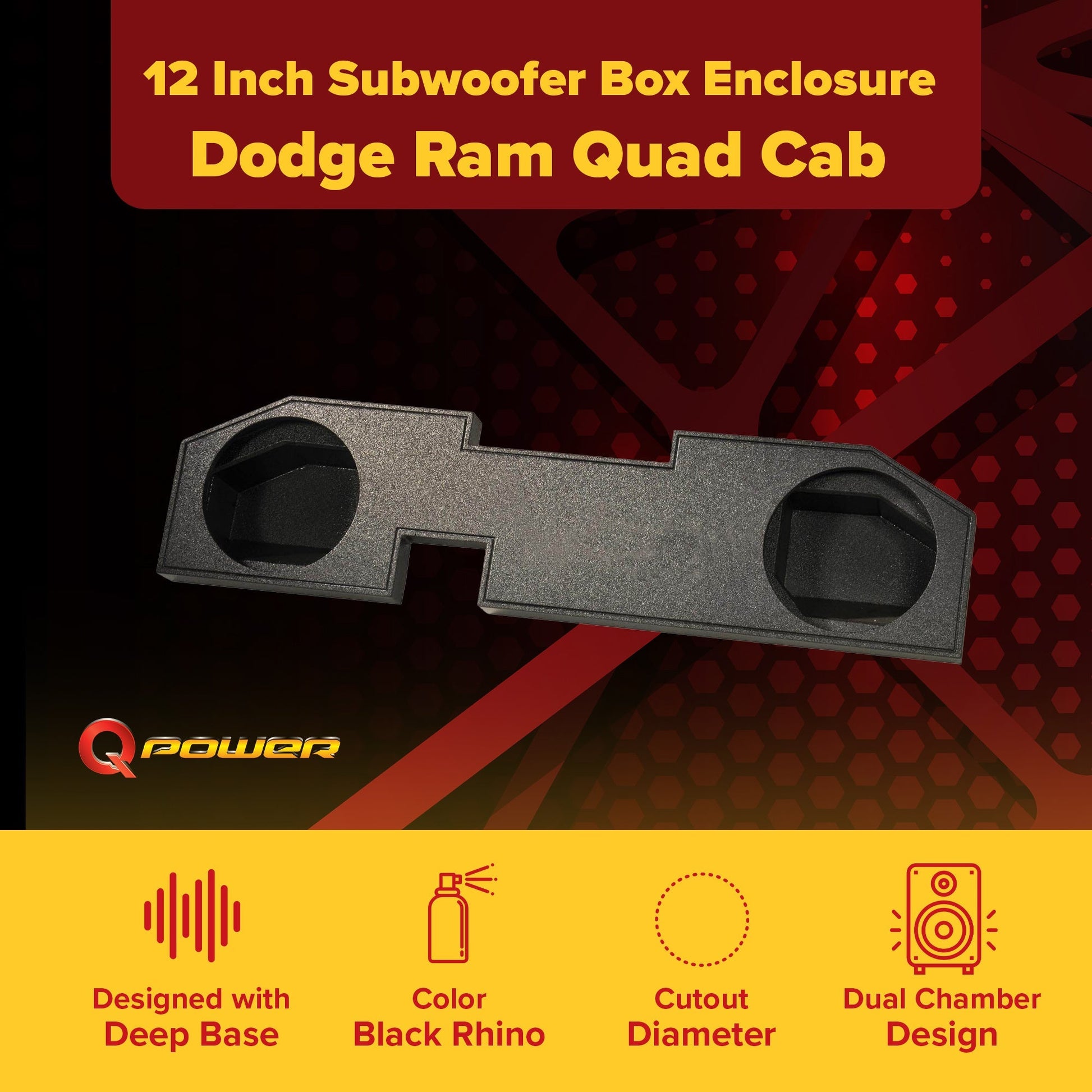 QPower Dodge Ram Quad Cab '02-Newer Dual 12 Inch Subwoofer Box Sub Enclosure - Find Fresh Goods