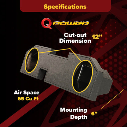 QPower Dodge Ram Quad Cab '02-Newer Dual 12 Inch Subwoofer Box Sub Enclosure - Find Fresh Goods