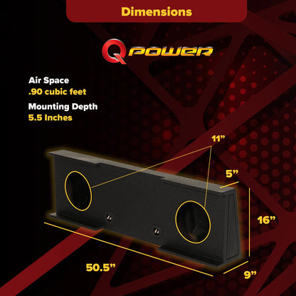 QPower GMC Chevy Crew Cab 2007-2013 Dual 12" Sub Box Enclosure w/ Bedliner Spray - Find Fresh Goods