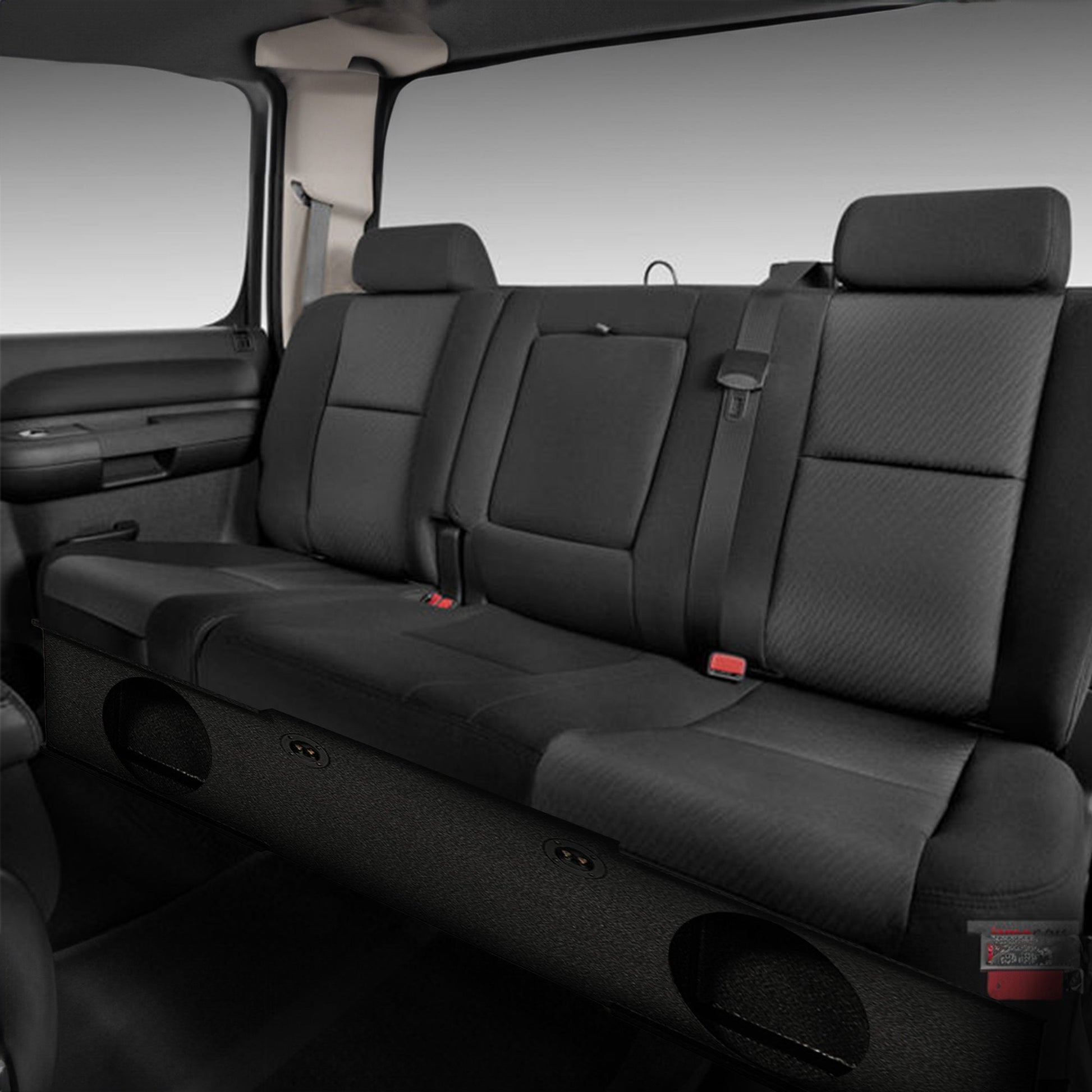 QPower GMC Chevy Crew Cab 2007-2013 Dual 12" Sub Box Enclosure w/ Bedliner Spray - Find Fresh Goods