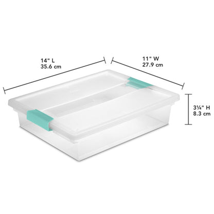 Sterilite Large Clear Plastic Stackable Storage Bin w/ Clear Latch Lid, 24 Pack