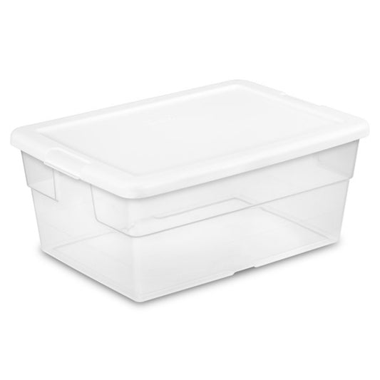 Sterilite 16 Quart Stacking Storage Box Container Tub with Lid, Clear (24 Pack)