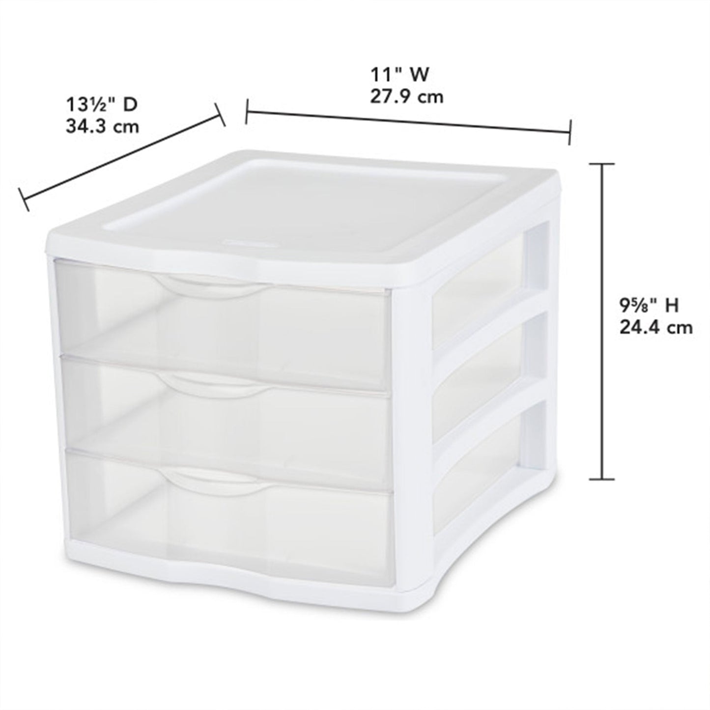 Sterilite 3 Clear Drawer Desktop Storage Unit Home Tabletop Organizer, 4 Pack