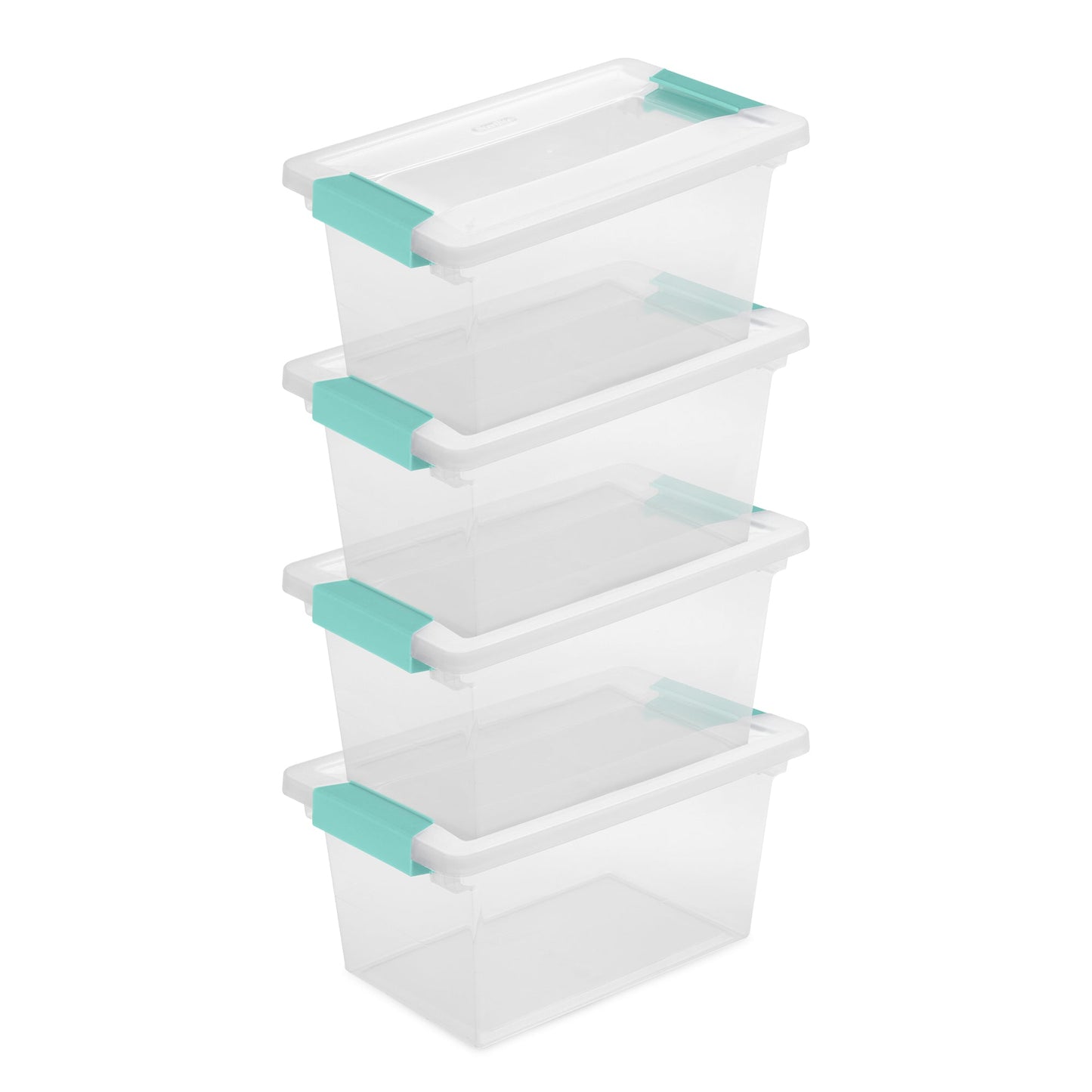 Sterilite Plastic Medium Clip Storage Box Container with Latching Lid, 4 Pack
