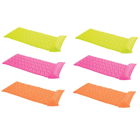 Intex Tote 'N Float Wave Mat Floating Pool Lounger with Headrest (6 Pack)