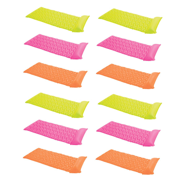 Intex Tote 'N Float Wave Mat Floating Pool Lounger with Headrest (12 Pack)