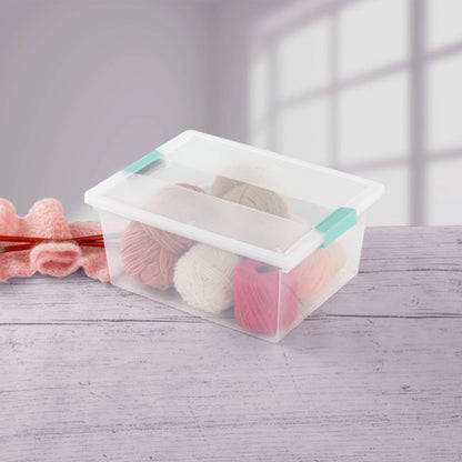 Sterilite Deep Plastic Stackable Storage Bin w/ Clear Latch Lid, Clear (4 Pack)