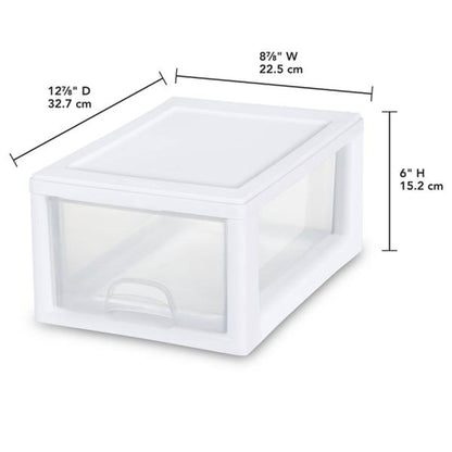 Sterilite Small Box Modular Stacking Storage Drawer Container Closet (6 Pack)