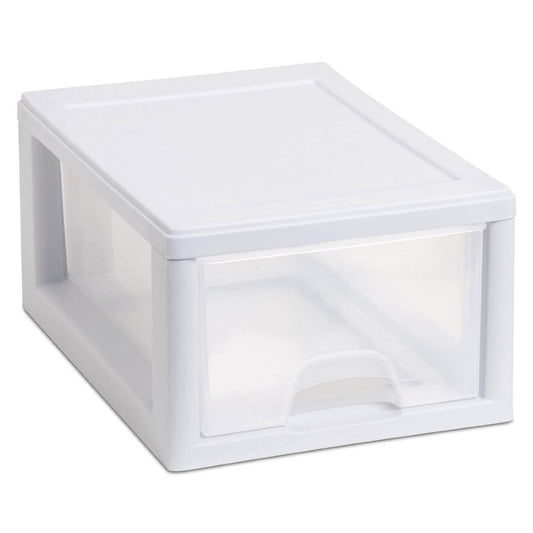 Sterilite 20518006 Stackable Small Drawer White Frame & See-Through (18 Pack)