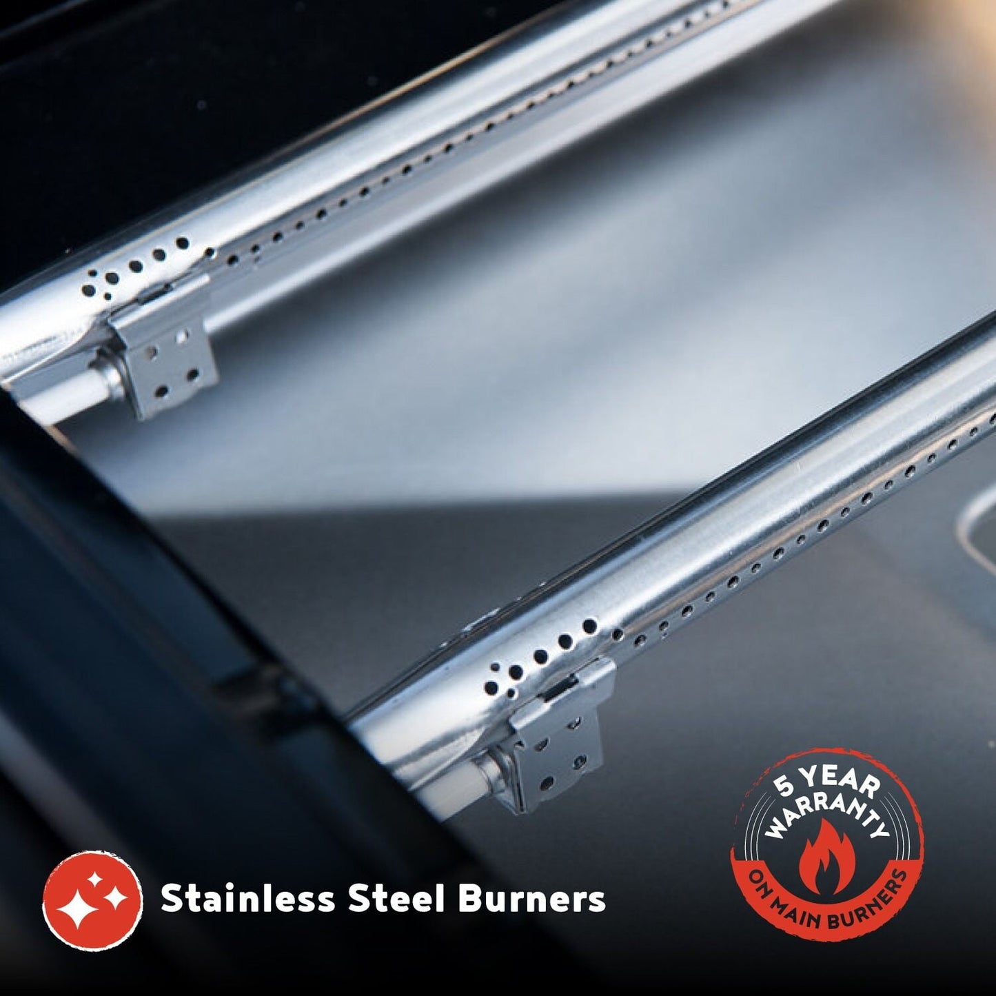 Megamaster 5-Burner Propane Gas Grill with Side Tables, Accessory Hooks, 50,000 BTUs, 656 SQ. In. Cooking Space, 2 Wheel Transport, Outdoor Kitchen Grill for BBQs, Backyards, and More - 720-0982