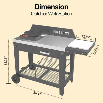 Heavy-Duty 50,000 BTU Outdoor Wok & Propane Deep Fryer Station – 12.6” Carbon Steel Wok & Cajun Turkey Fryer for Stir-Fry, Searing, Tailgating, Fishing, and Outdoor Cooking