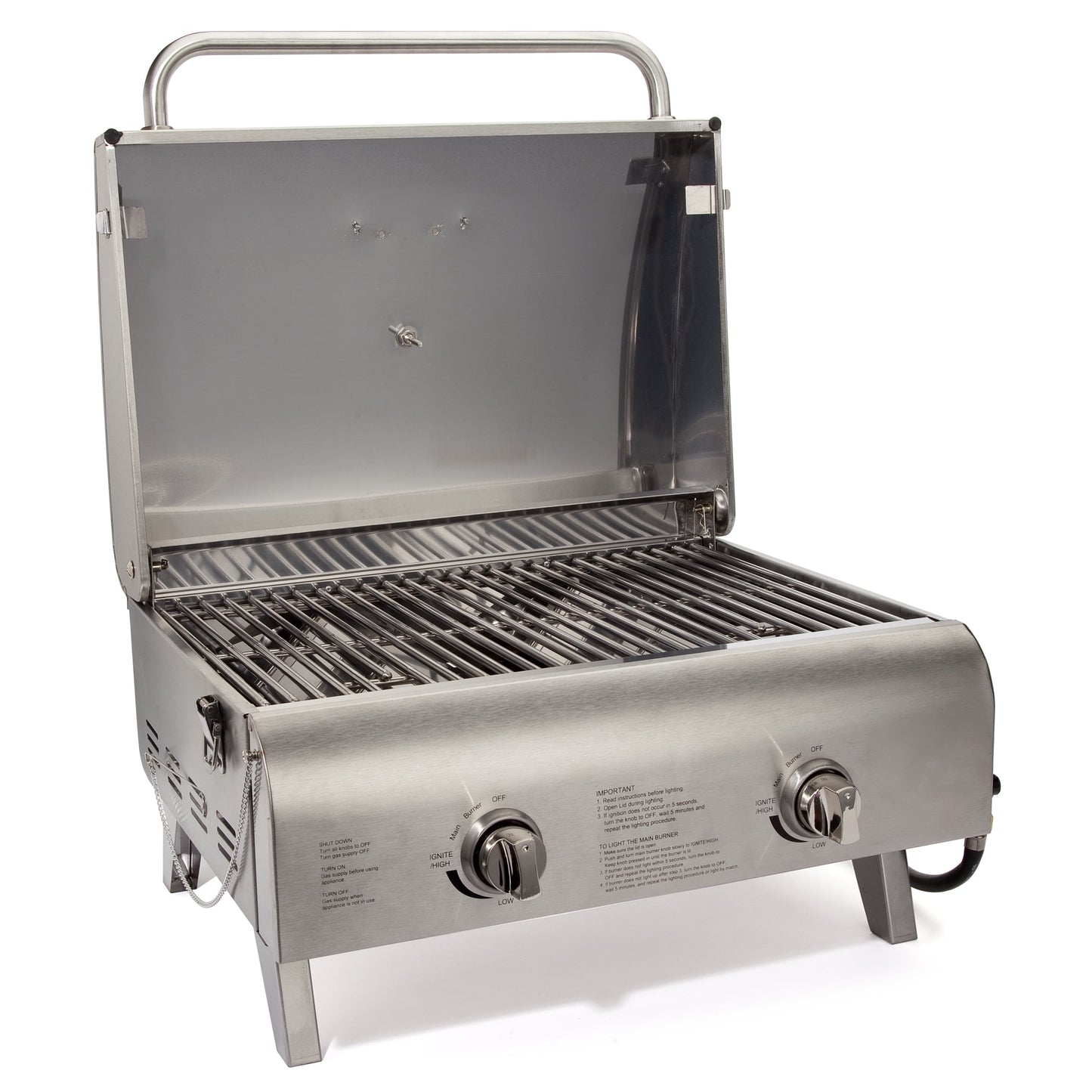 Cuisinart Chef's Style Tabletop Portable Propane Gas Grill, 20,000 BTU Stainless Steel 2-Burner Outdoor BBQ Grill