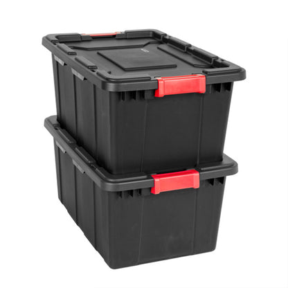 Sterilite 15 Gallon Durable Rugged Industrial Tote with Red Latches, 12 Pack