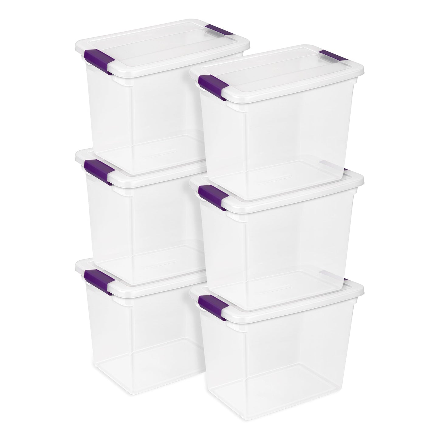 Sterilite 27 Qt ClearView Latch Storage Stackable Bin with Latching Lid, 6 Pack