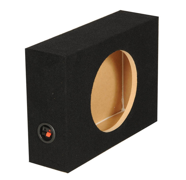 Q Power Shallow Single 12 In Sealed MDF Truck Subwoofer Enclosure Box, Charcoal