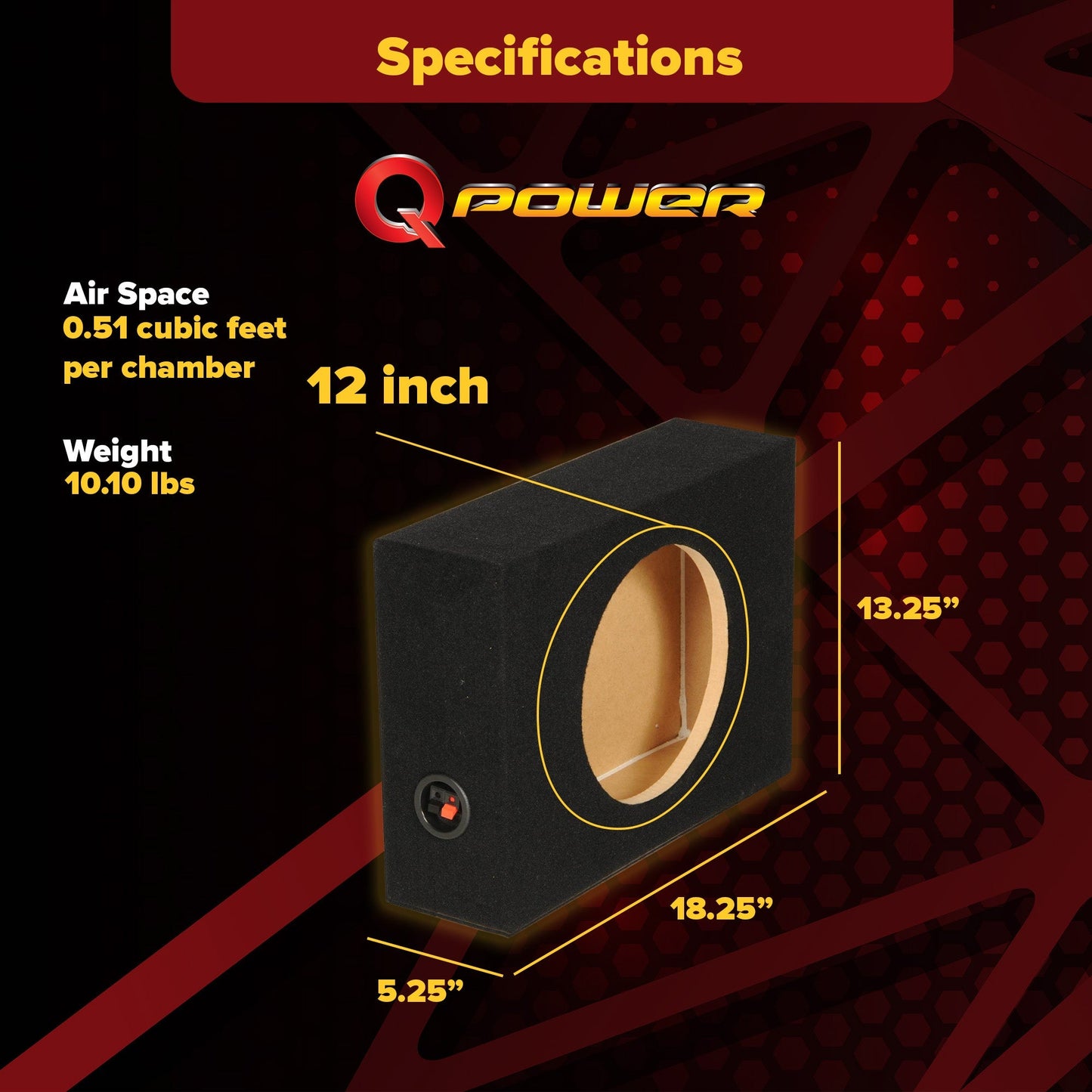 Q Power Shallow Single 12 In Sealed MDF Truck Subwoofer Enclosure Box, Charcoal - Find Fresh Goods
