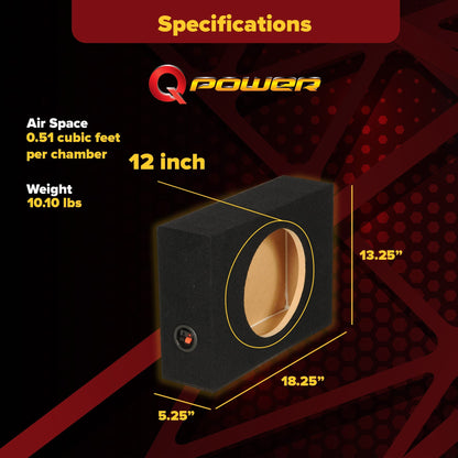 Q Power Shallow Single 12 In Sealed MDF Truck Subwoofer Enclosure Box, Charcoal - Find Fresh Goods