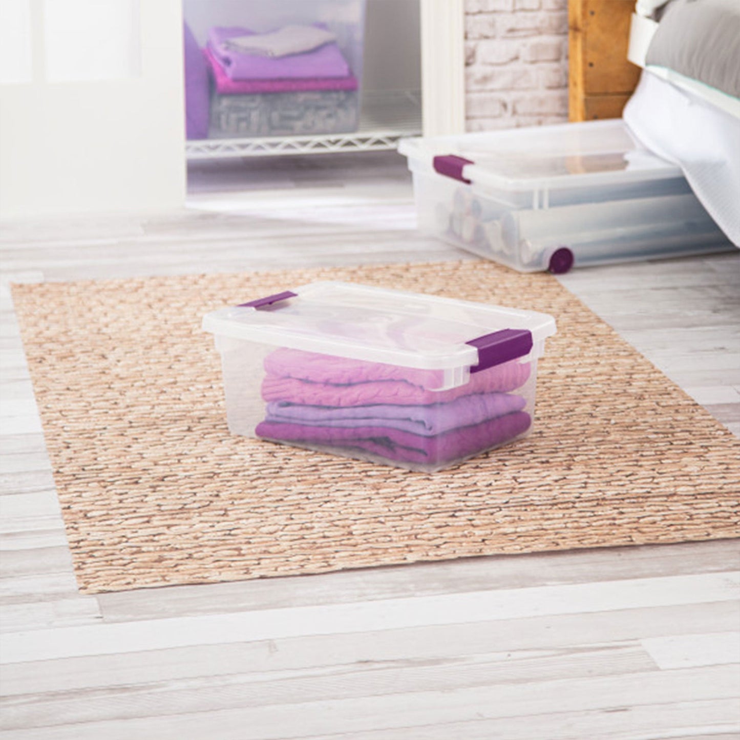 Sterilite 15 Qt. Plastic Stackable Storage Container with Lid, Clear (12 Pack)