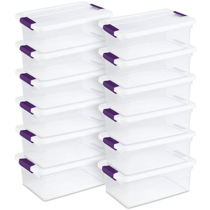 Sterilite 15 Qt. Plastic Stackable Storage Container with Lid, Clear (12 Pack)
