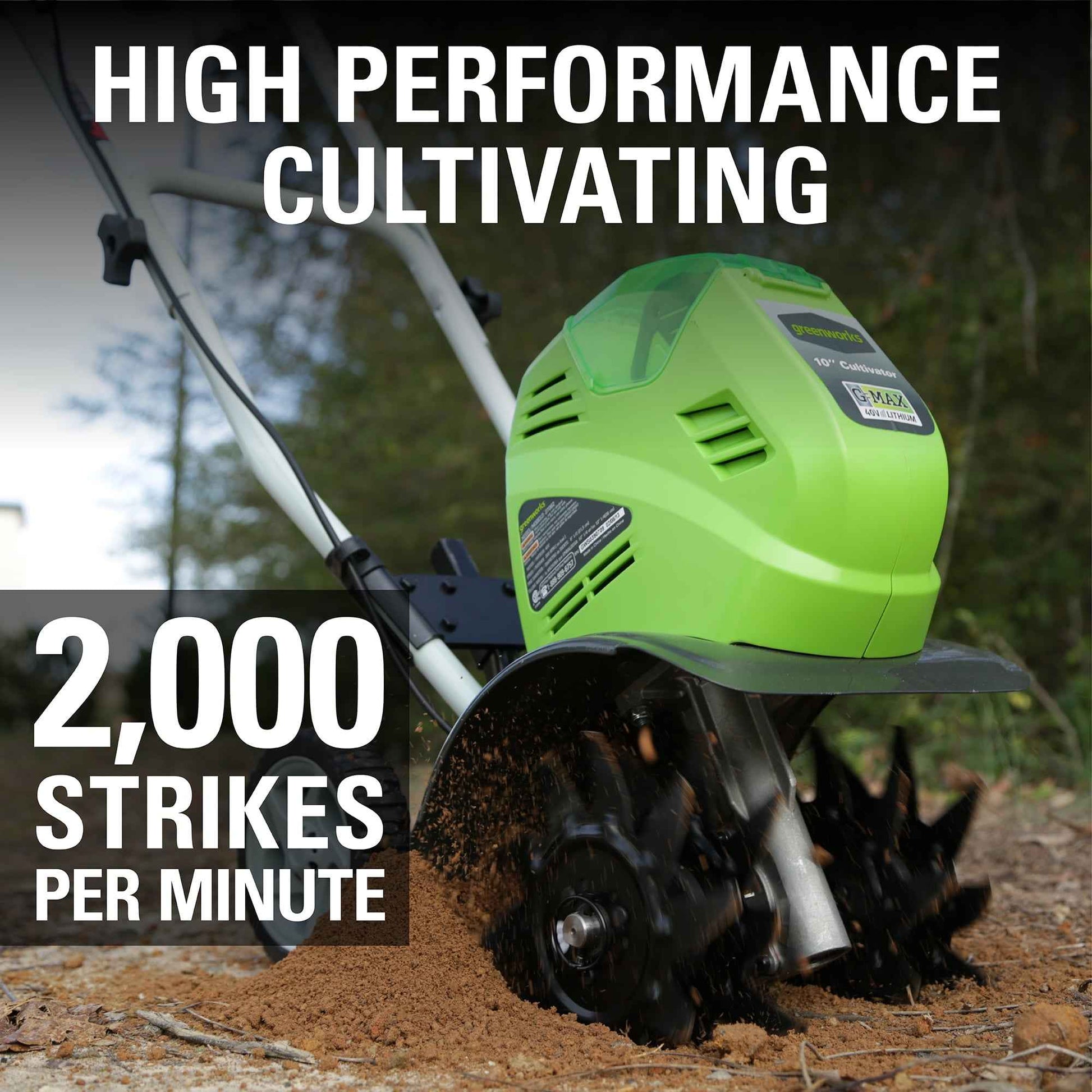 Greenworks 40V 10" Cordless Cultivator/Tiller with 4.0Ah Battery & Charger 27062