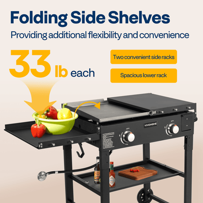 SPECSTAR 2-Burner 28" Foldable Propane Griddle, Portable Flat Top Gas Grill-30,000 BTU Propane Fuelled for Camping, Tailgating, BBQ