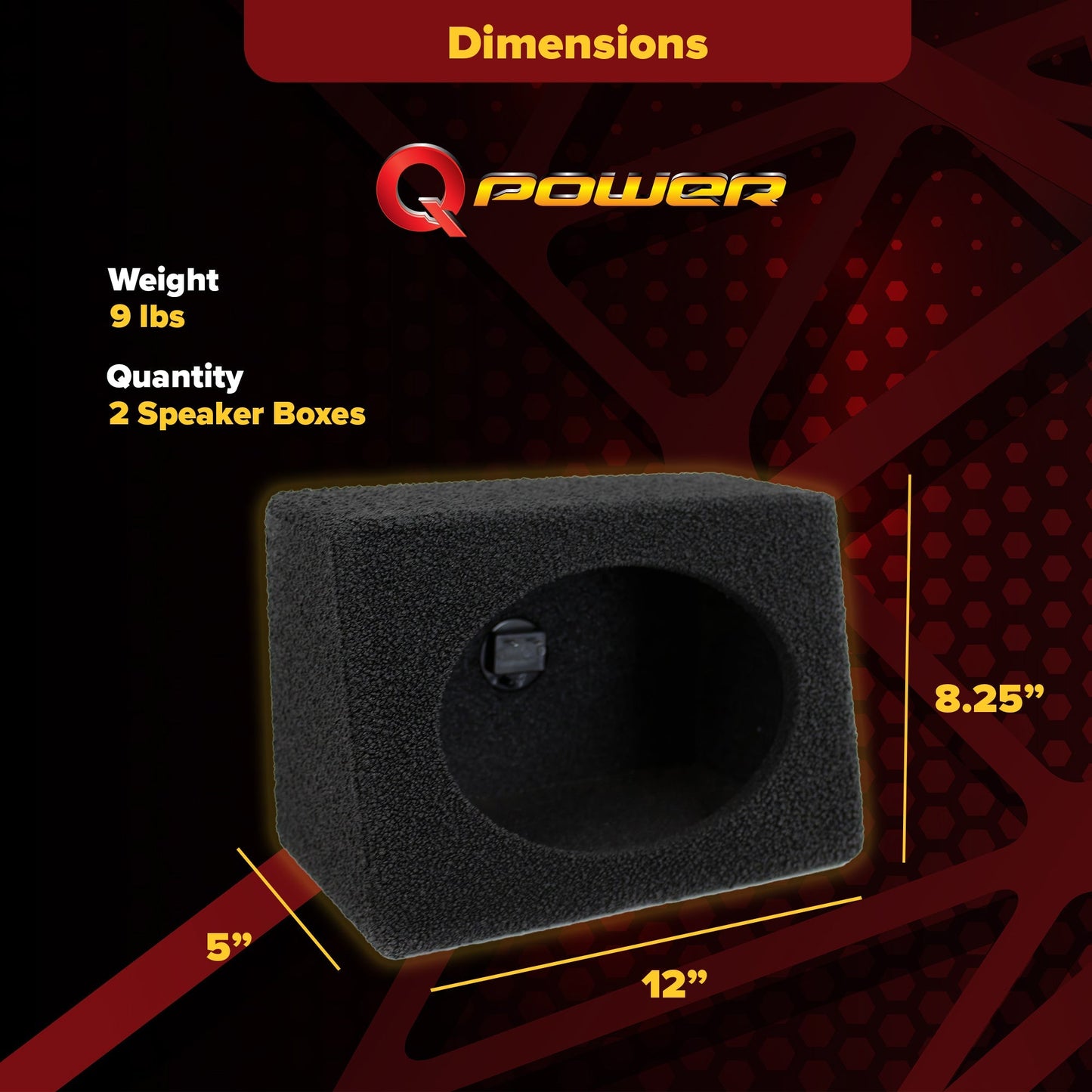 Q Power Q-Bomb QTW6X9 6x9" Car Wedge Speaker Boxes with Bedliner Spray, Pair - Find Fresh Goods