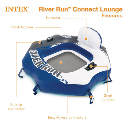 Intex River Run Connect Inflatable Tube (2 Pack) & Mega Chill II Beverage Float