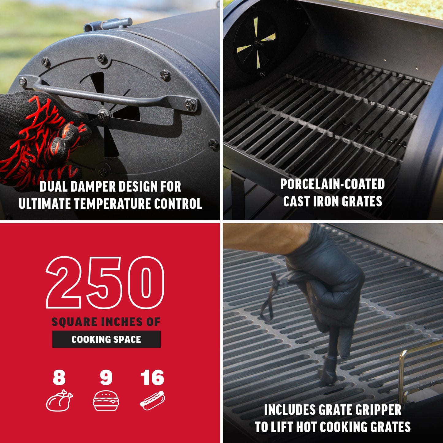 Char-Griller® Portable Pro™ Portable Charcoal Grill and Side Fire Box