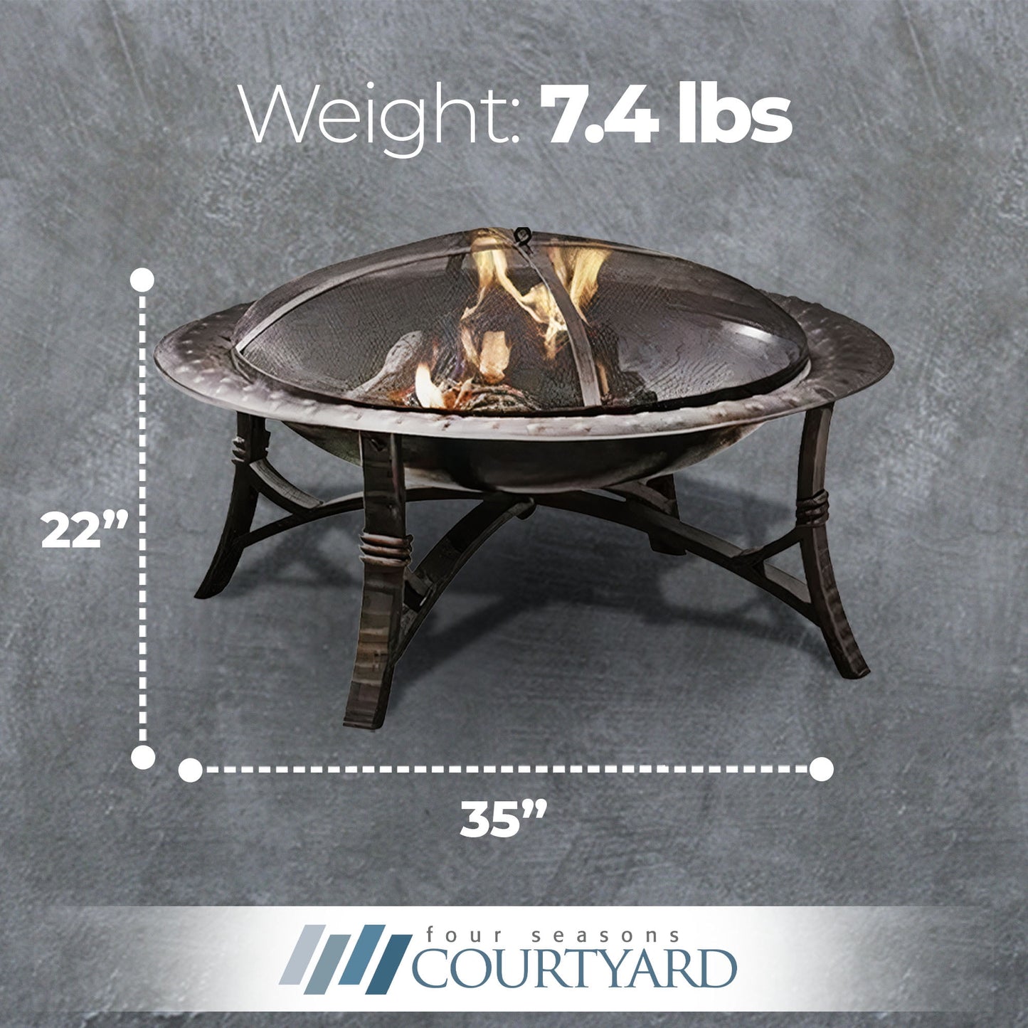 Four Seasons Courtyard 35" Round Wood Burning Fire Bowl w/Fire Grate, Black