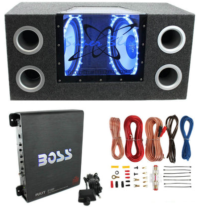 Pyramid BNPS102 10" 1000W Dual Car Subwoofers w/ Box, 1100W Mono Amp, & Amp Kit - Find Fresh Goods