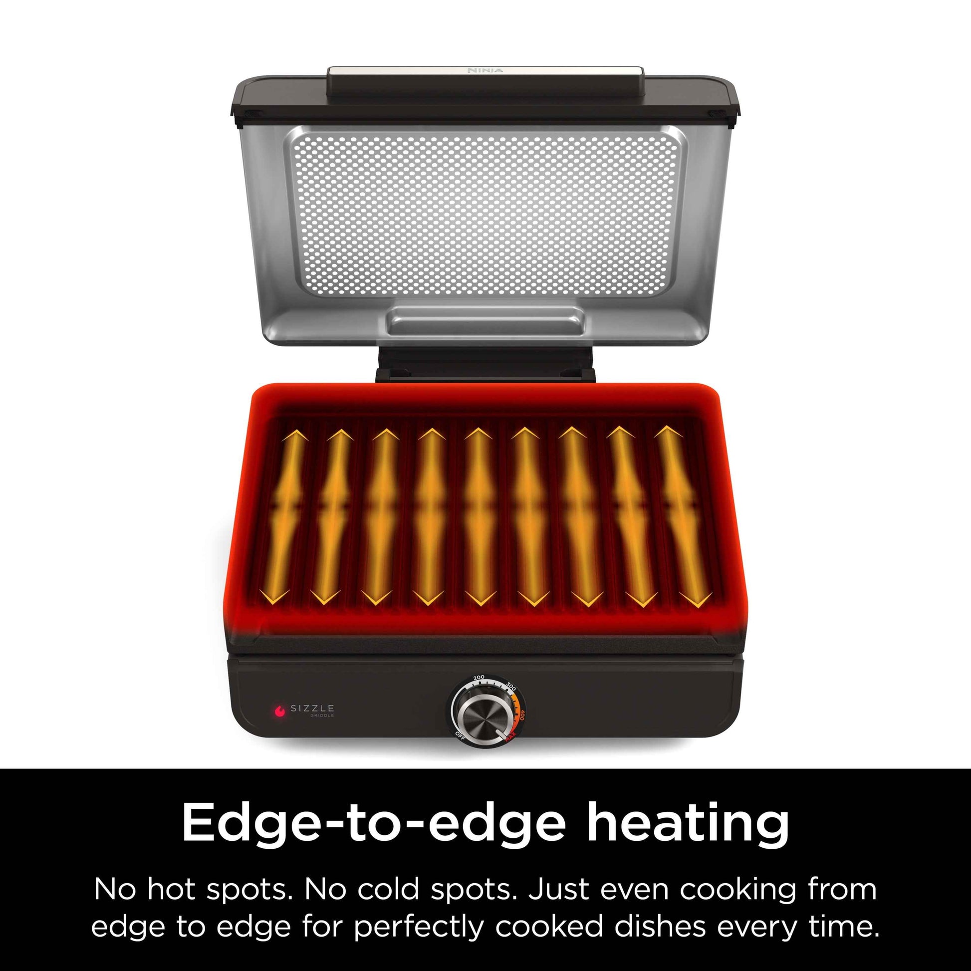 Ninja Sizzle Indoor Griddle, 14", Nonstick, Dishwasher Safe, Easy Cleanup, Black, Stainless Steel, GR100GDL