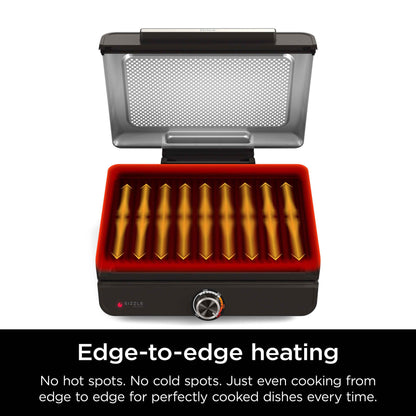 Ninja Sizzle Indoor Griddle, 14", Nonstick, Dishwasher Safe, Easy Cleanup, Black, Stainless Steel, GR100GDL