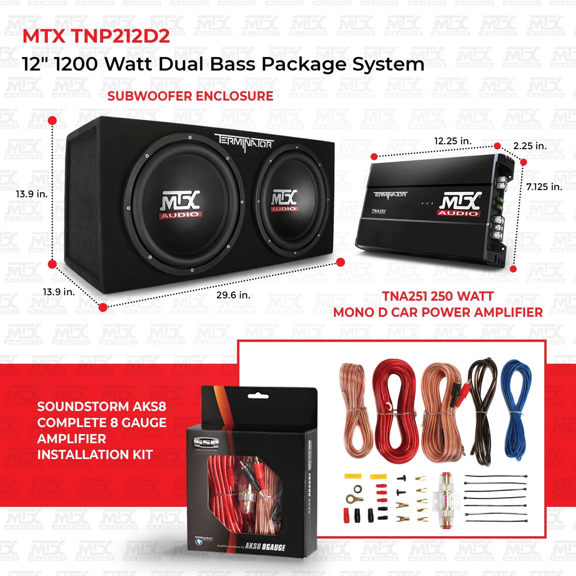 MTX 12" 1200W Dual Loaded Car Subwoofer Audio, Sub Box, Amplifier & Amp Kit - Find Fresh Goods