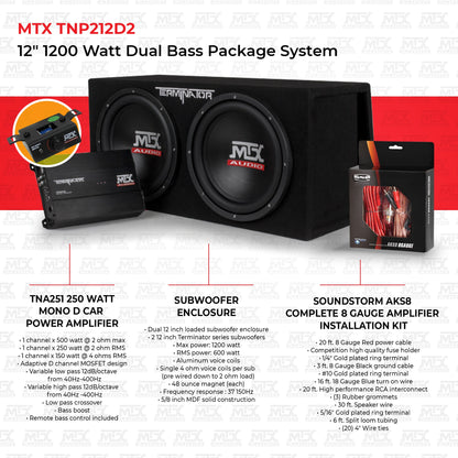 MTX 12" 1200W Dual Loaded Car Subwoofer Audio, Sub Box, Amplifier & Amp Kit - Find Fresh Goods