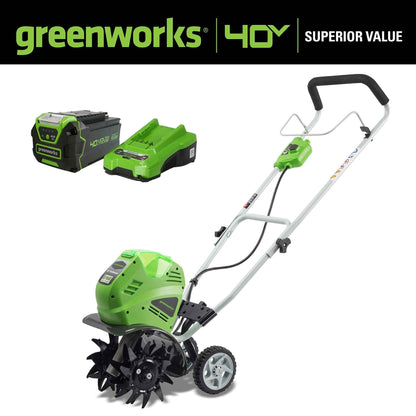 Greenworks 40V 10" Cordless Cultivator/Tiller with 4.0Ah Battery & Charger 27062