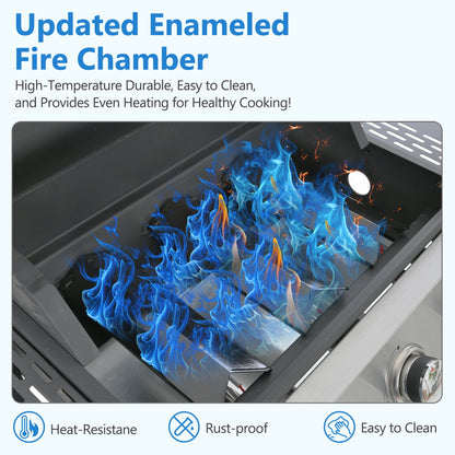 Segmart 3 Burner BBQ Propane Gas Grill, Stainless Steel 25,650 BTU Patio Garden Barbecue Grill with Side Tables, Bottle Opener & Thermometer, Perfect for Camping, Outdoor Cooking