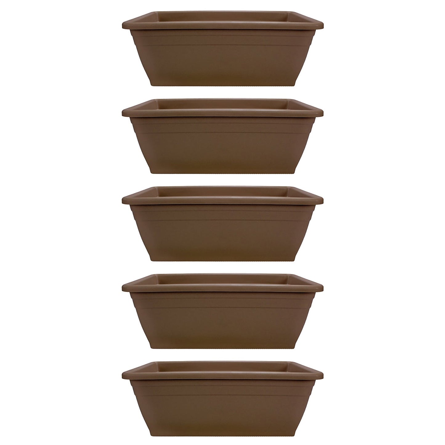 HC Companies 12-Inch Outdoor Plastic Deck Flower Planter Box, Chocolate (5 Pack)