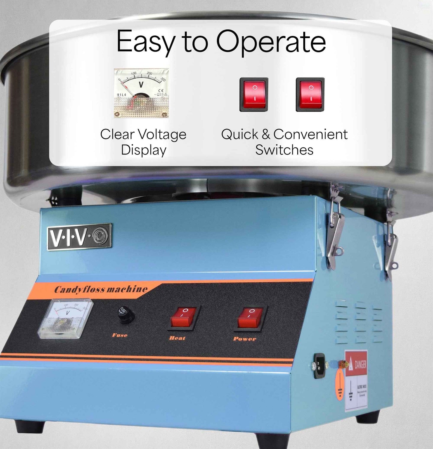 VIVO Blue Electric Commercial Cotton Candy Machine / Floss Maker (CANDY-V001B)