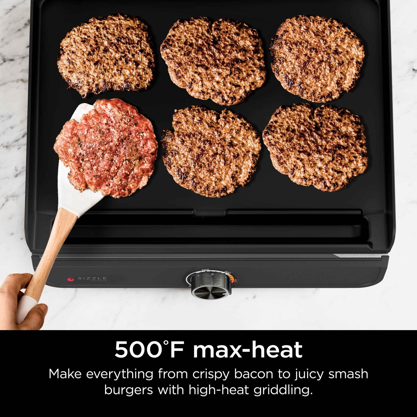 Ninja Sizzle Indoor Griddle, 14", Nonstick, Dishwasher Safe, Easy Cleanup, Black, Stainless Steel, GR100GDL